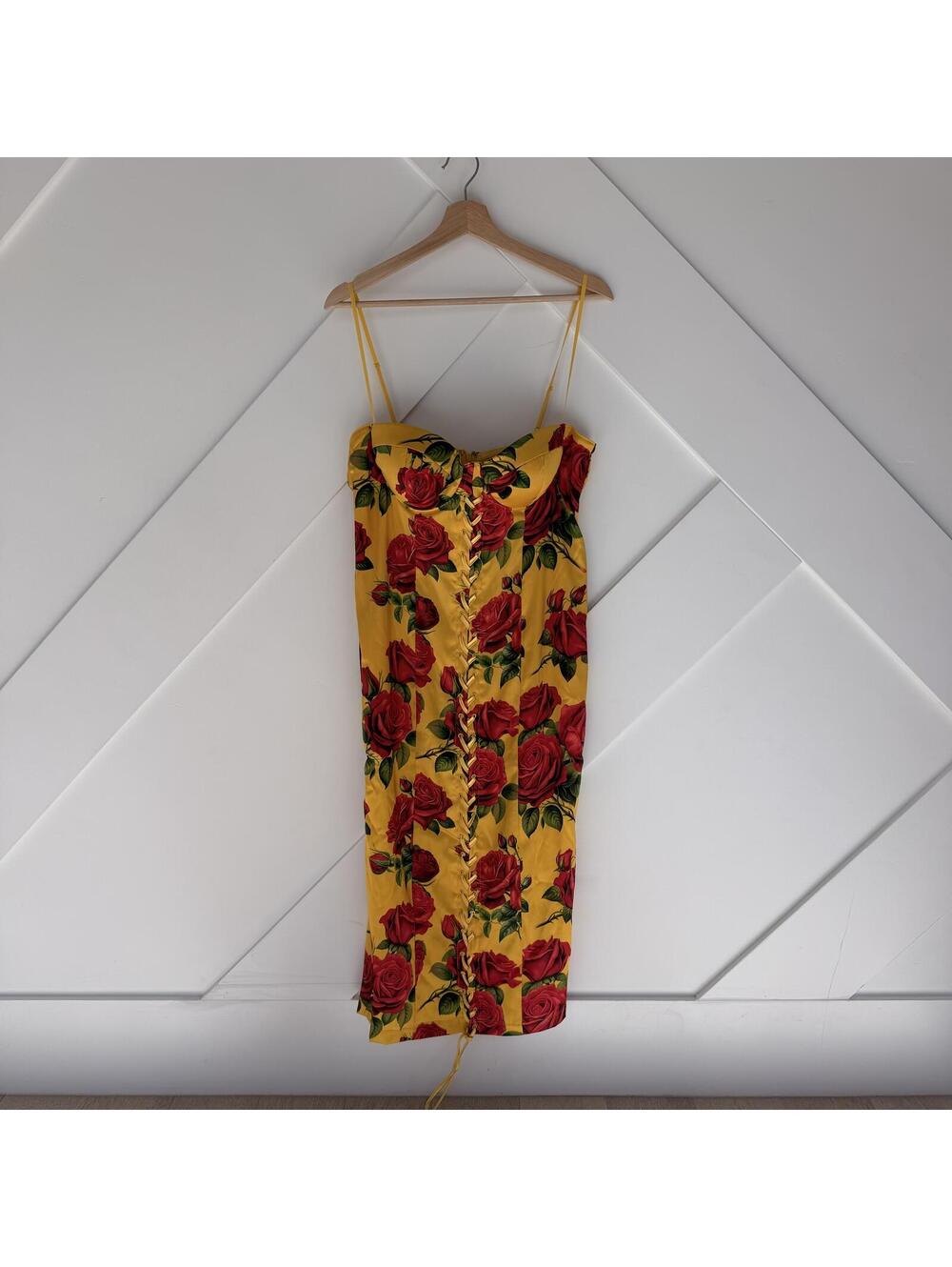 Vacation Dress Sugar Thrillz Yellow Floral Lace-Up Corset Dress XL NWT